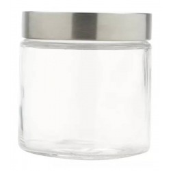 Pote 880ml De Vidro Redondo Com Tampa Aço